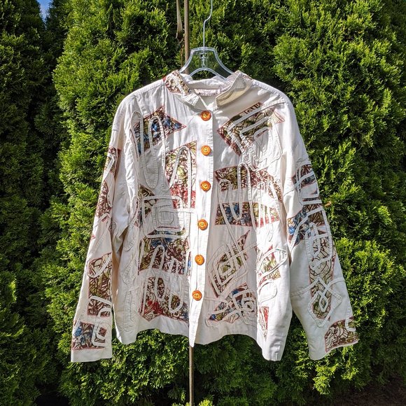 Life Style Jackets & Blazers - Vintage Colorful Applique Jacket